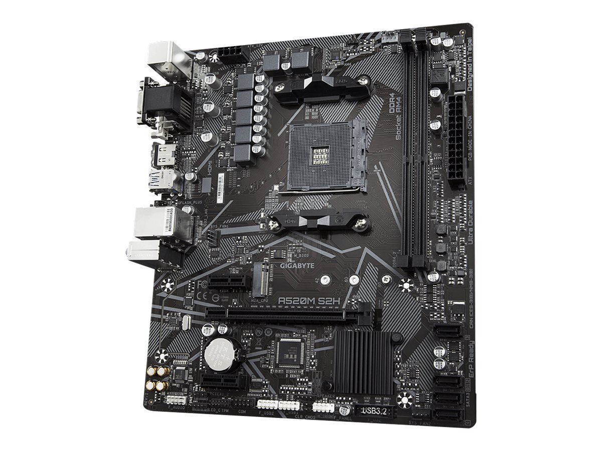 Gigabyte A520M S2H - 1.0 - Motherboard - micro ATX - Socket AM4 - AMD A520 Chipsatz - USB 3.2 Gen 1 - Gigabit LAN - Onboard-Grafik (CPU erforderlich)