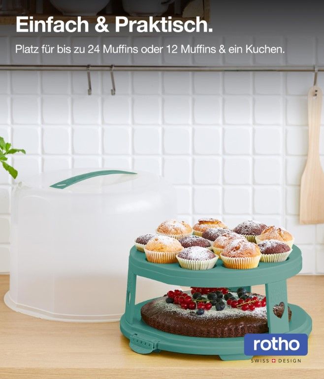 Rotho Tortenglocke XL 26 cm mit Trays FRESH