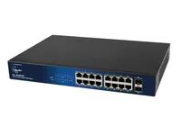 ALLNET Switch unmanaged Layer2• PoE Budget 240W• 16x at• 2x SFP• 19""• - Switch - Glasfaser (LWL)