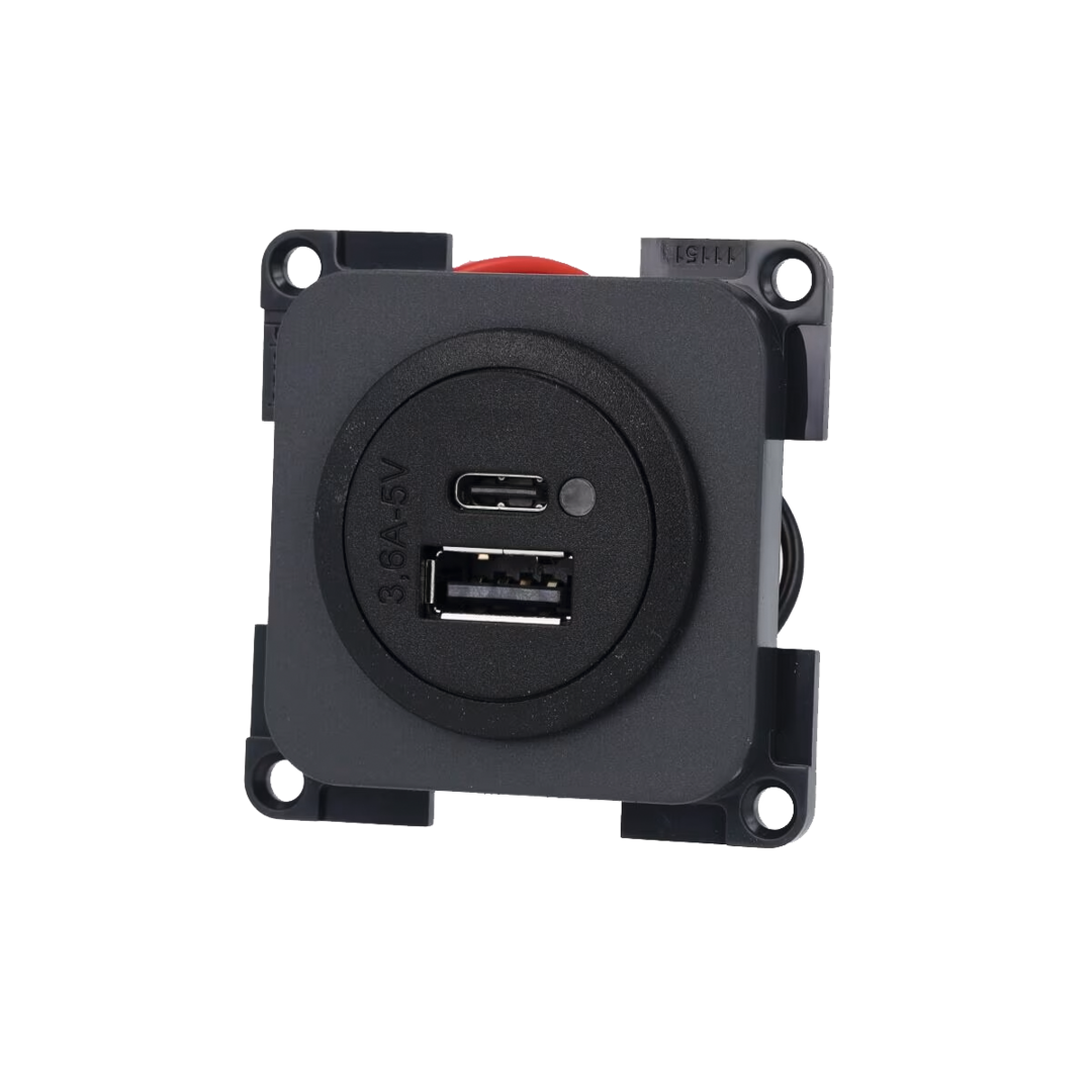 FAWO USB-Doppelladesteckdose C/A schwarz
