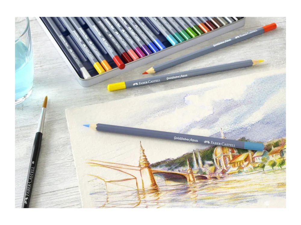 FABER-CASTELL GOLDFABER Aqua - Wasserfarbstift - gemischte Farben (Packung mit 24)