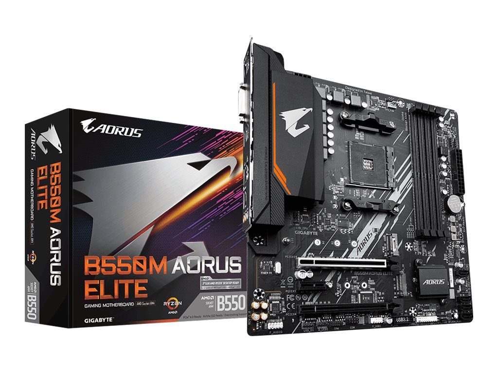 Gigabyte B550M AORUS ELITE - 1.0 - Motherboard - micro ATX - Socket AM4 - AMD B550 Chipsatz - USB 3.2 Gen 1 - Gigabit LAN - Onboard-Grafik (CPU erforderlich)