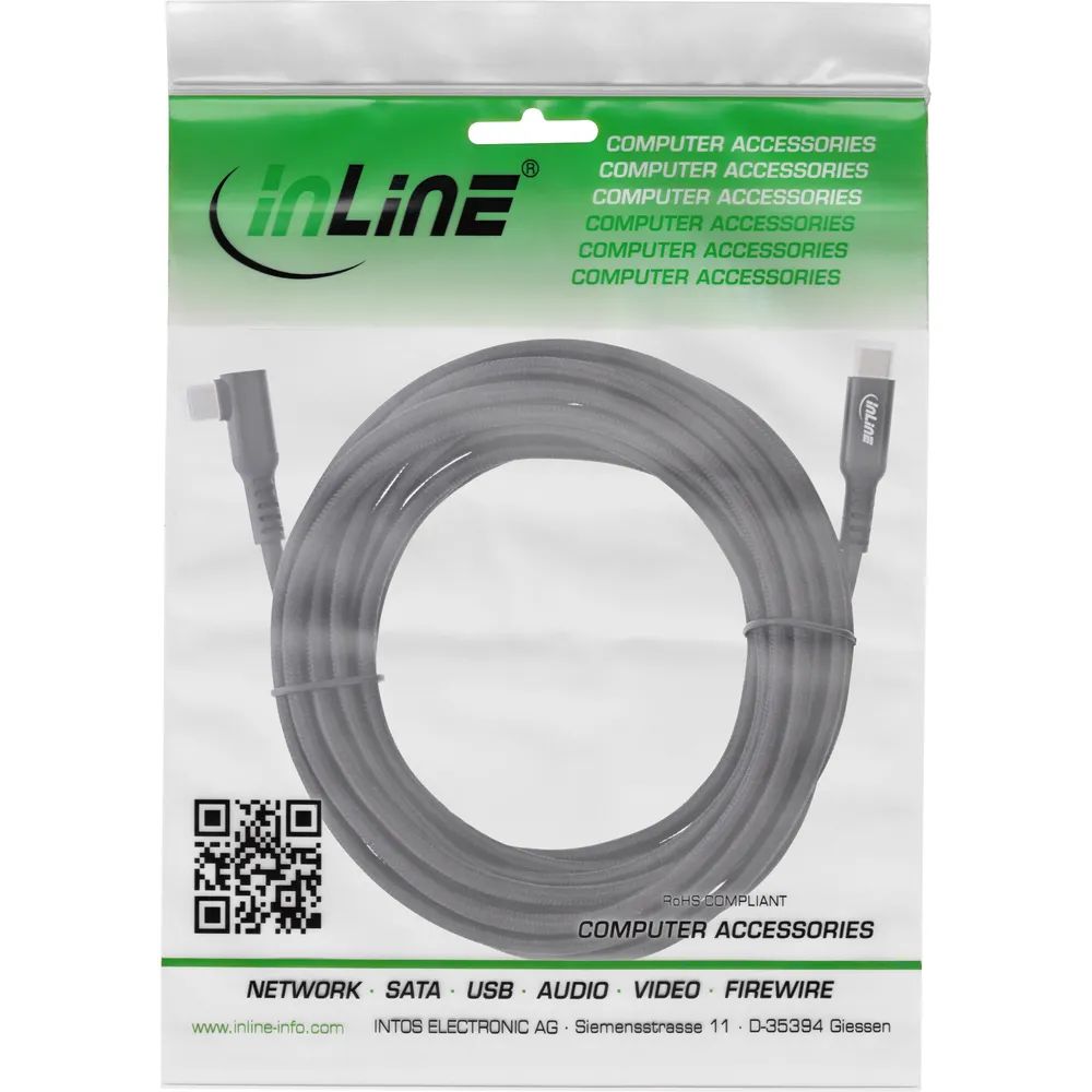 InLine USB 3.2 Gen.1 Kabel - USB-C St/St gewinkelt für VR - schwarz - 5m
