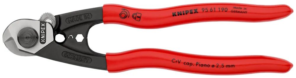KNIPEX 95 61 190 Drahtseilschere geschmiedet mit Kunststoff überzogen 190 mm