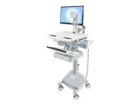 Ergotron Wagen für LCD-Display/Tastatur/Maus/CPU/Notebook/Barcodescanner - medizinisch - Aluminium, verzinker Stahl, hochwertiger Kunststoff - Grau, weiß, Polished Aluminum - Bildschirmgröße: bis zu 55,9 cm (bis zu 22 Zoll)