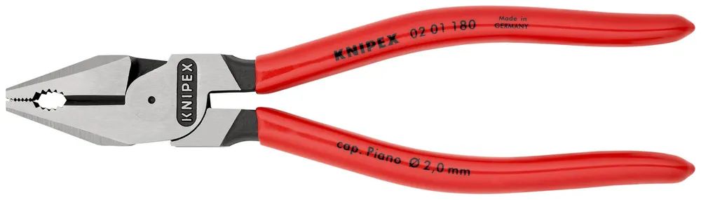 KNIPEX Kraft-Kombizange mit Kunststoff überzogen schwarz atramentiert 180 mm