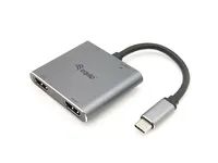 Equip USB-C 4-in-1 Dual-HDMI-Adapter - USB 3.0 - 100W USB PD - USB 3.2 Gen 1 (3.1 Gen 1) Type-C - Silber - 4K Ultra HD - 30 Hz - HDMI - Aluminium
