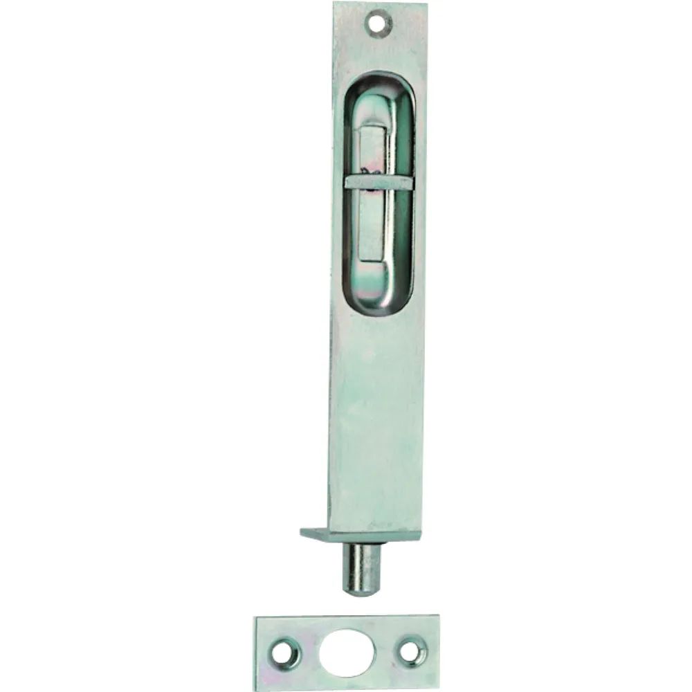 Strenger Einlassriegel mit Griffschieber, 140 x 25 mm, verzinkt