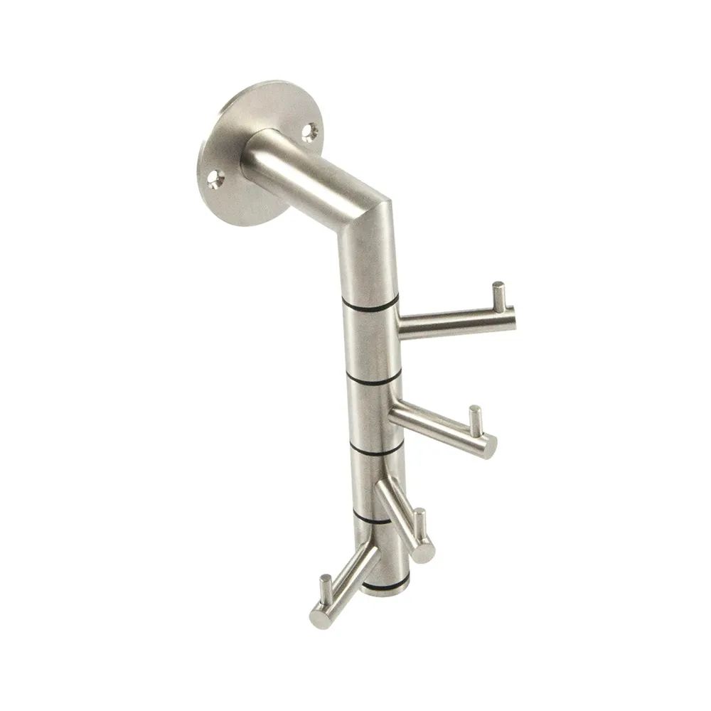 Siro Wandgarderobe Kelvin 4 schwenkbare Haken, Höhe 208 mm,Edelstahl fein geschliffen
