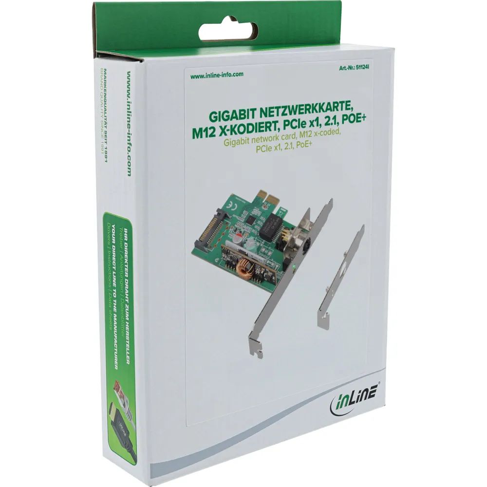 InLine Gigabit Netzwerkkarte - M12 x-kodiert - PCIe x1 - 2.1 - PoE+