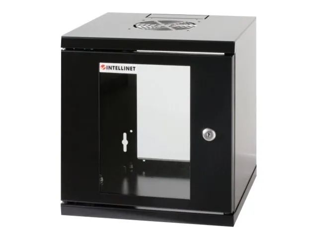 Intellinet Network Cabinet, Wall Mount (Standard), 6U, Usable Depth 265mm/Width 239mm, Black, Assembled, Max 60kg, Metal & Glass Door, Back Panel, Removeable Sides,Suitable also for use on desk or floor, 10",Parts for wall install (eg screws/rawl plu