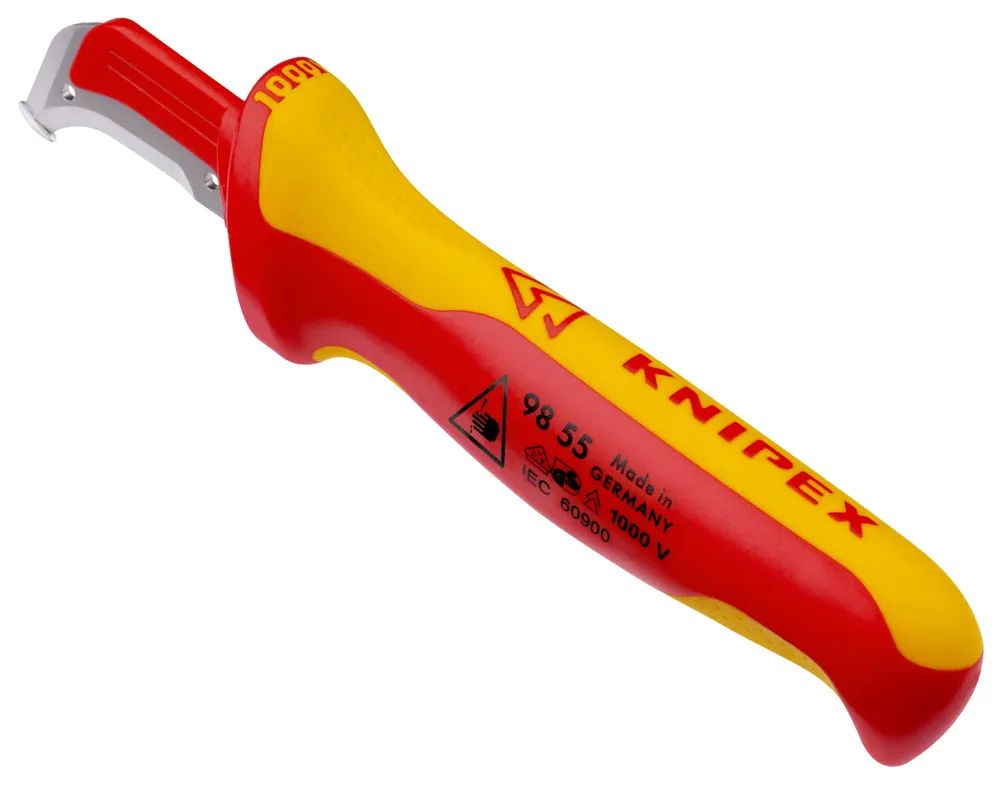 KNIPEX Kabelmesser mit Gleitschuh, sichelförmige Klinge, VDE 2-K