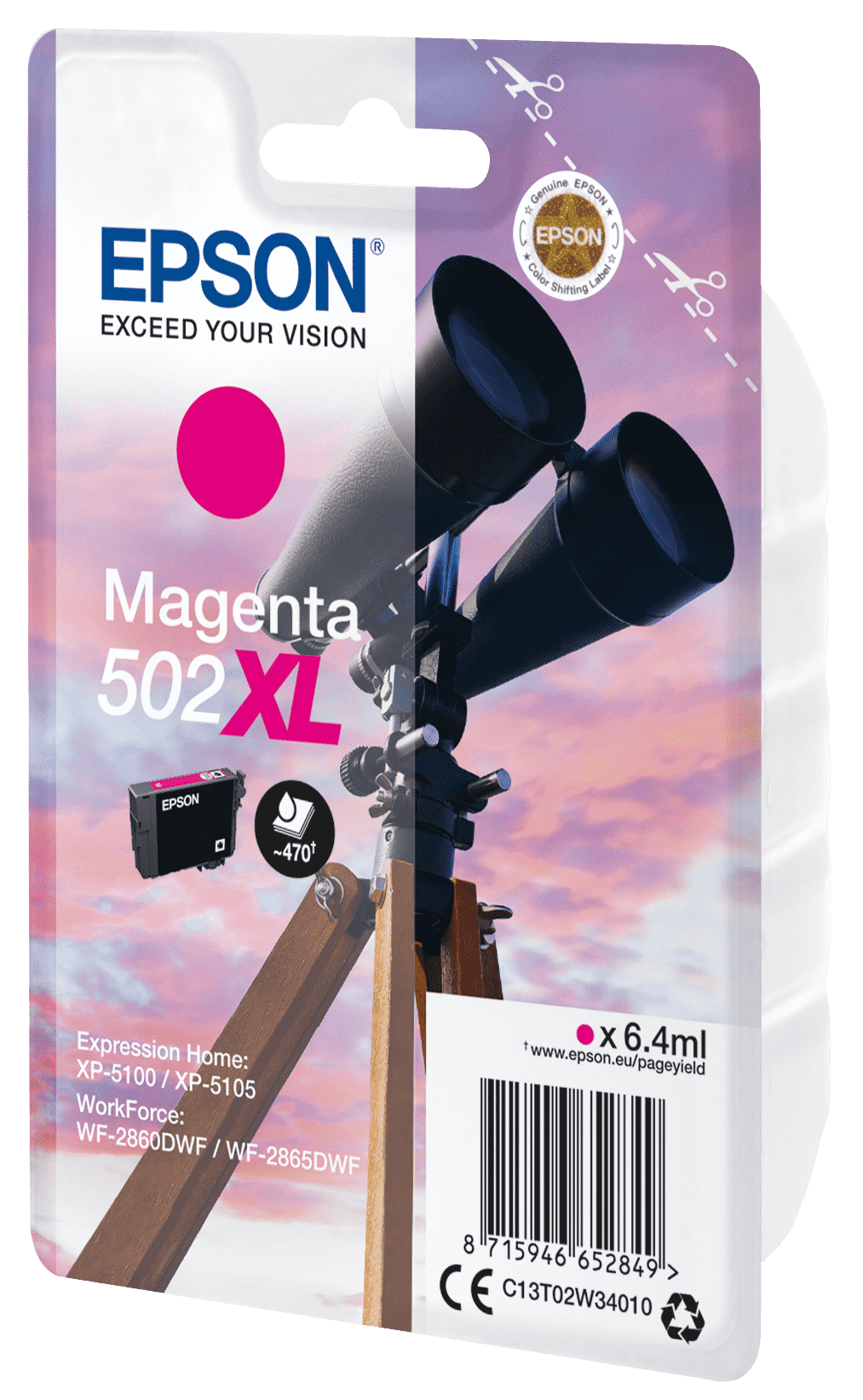 Epson 502 Tinte Fernglas Single, XL, magenta