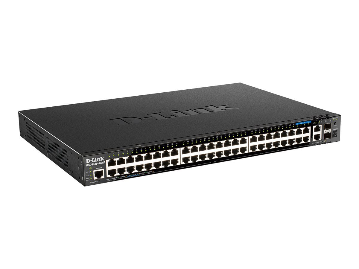 D-Link DGS-1520-52MP/E 52-Port Gbit PoE Smart Mgt Stack Switch - Switch - 52-Port