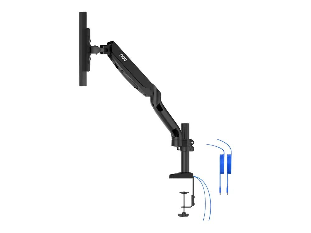 AOC AD110DX - Befestigungskit (Monitorarm, Klemmmontagesockel, Tischplattenbohrung) - einstellbarer Arm - für 2 LCD-Displays - Gasdruckfeder - Aluminiumlegierung - Schwarz - Bildschirmgröße: 33.02-80.01 cm (13"-31.5")