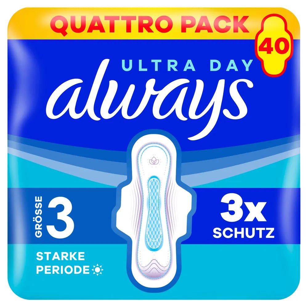always Ultra Binde - Größe 3 - Long Plus mit Flügeln Quattropack 40