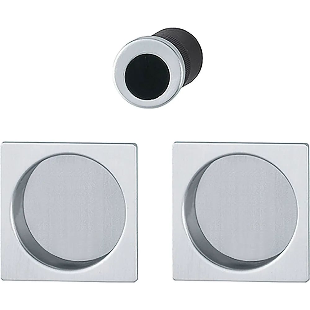 HOPPE Schiebetürmuschel Set 4921 - BL,eckige Rosette, Aluminium verchromt matt