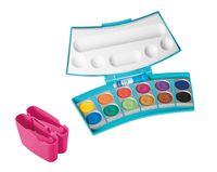 Pelikan Leuchtfarbe Deckfarbkasten 12 Farben Türkis und Pink