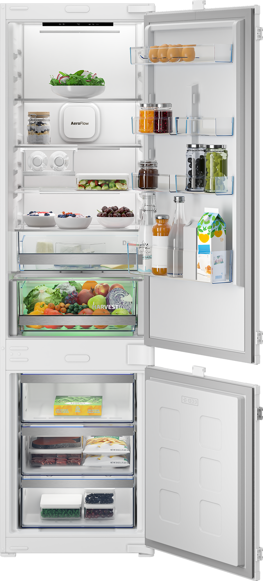 Beko B7BCNA326HS Einbau Kühl-/Gefrierkombi, Nutzinhalt:300 L, mit Schlepptürtechnik