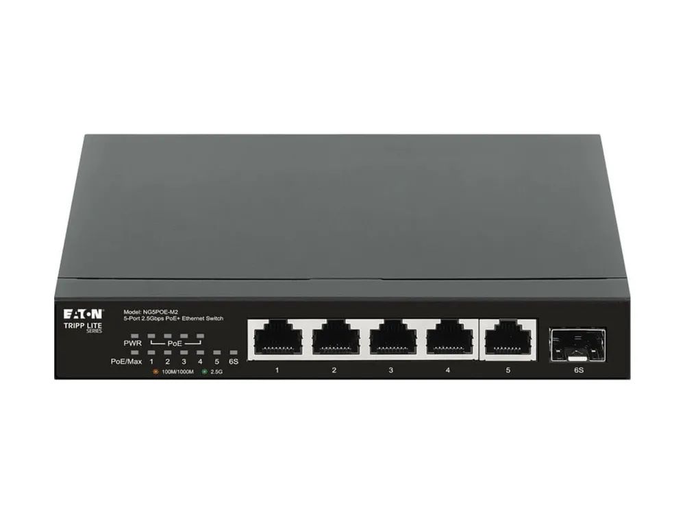 Eaton Tripp Lite series Desktop Gigabit Ethernet Unmanaged Switch PoE+ Pass-Through 5-Port 2.5 Gbps 70W Metal - Switch - unmanaged - 5 x 10/100/1000/2.5G (PoE+)