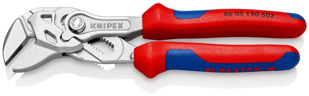 KNIPEX Zangenschlüssel mit aufgerauten Backen mit Mehrkomponenten-Hüllen verchromt 150 mm