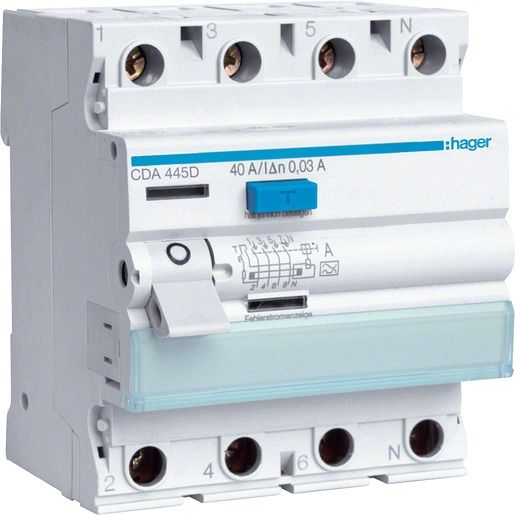 Hager FI 4P 6KA 40A 30MA TYP A VS / HAGER CDA445D