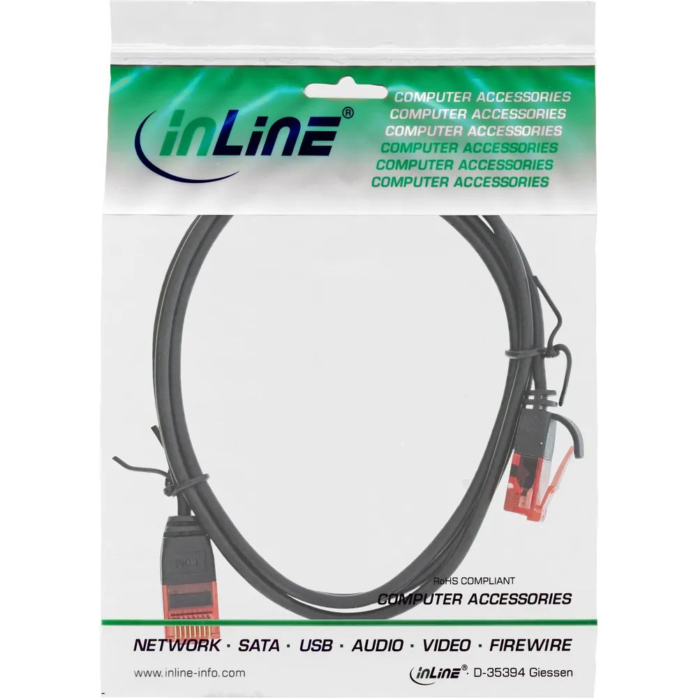 InLine Slim Patchkabel - U/UTP - Cat.6 - schwarz - 1,5m