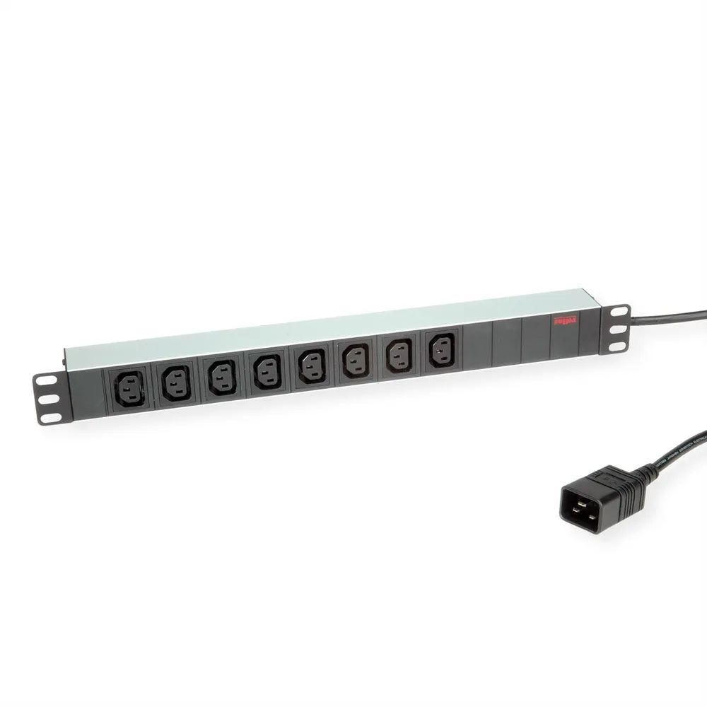 ROLINE 19-Zoll-Steckdosenleiste 8fach C13 + C20-Stecker, Aluminium, 2 m
