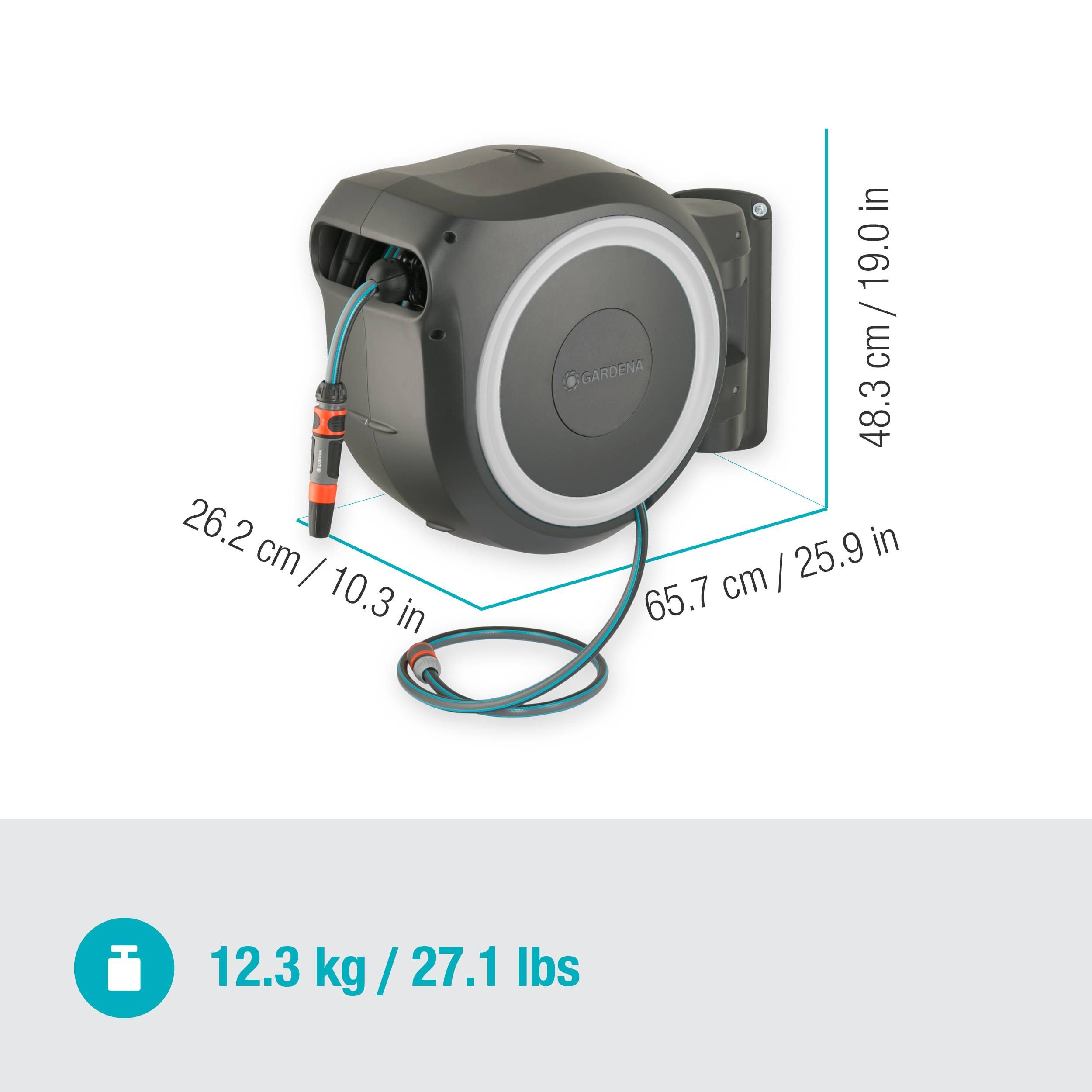 Gardena Wand-Schlauchbox RollUp L, 30 m, weiß