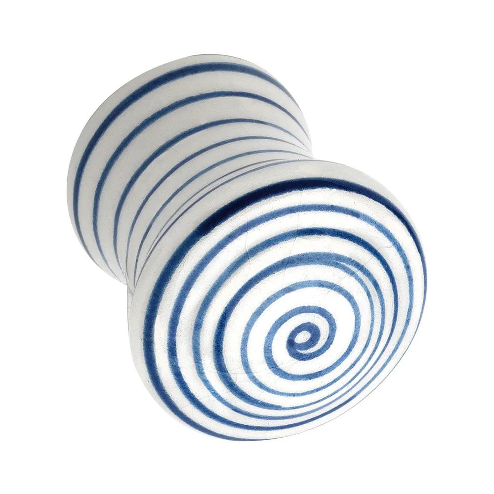 Siro Knopf Paris ø 29 mm, Tiefe 34 mm, Porzellan weiß blau gestreift