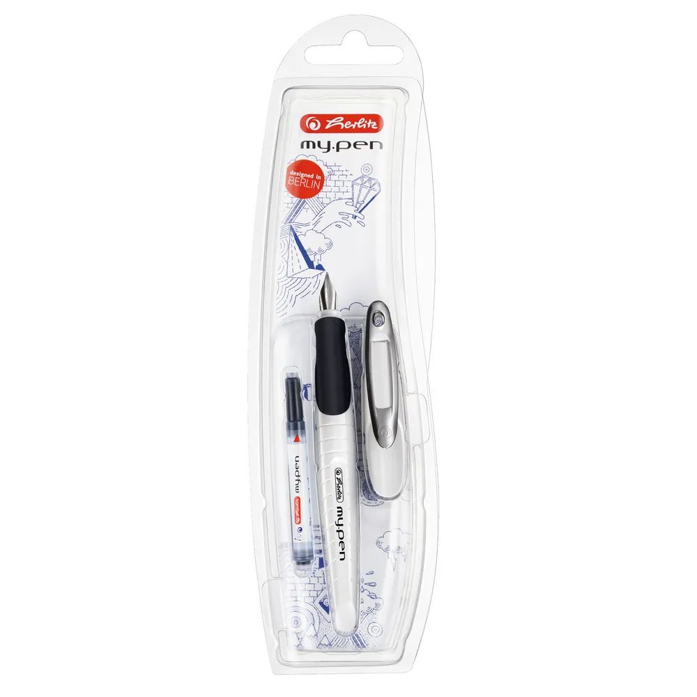 herlitz Schulfüllhalter my.pen M-Feder weiß/schwarz