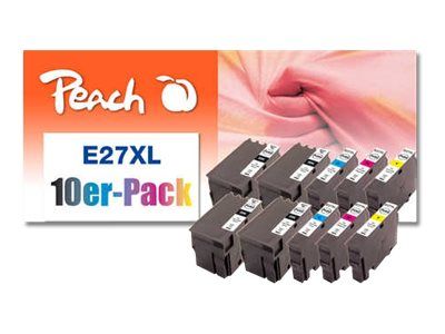 Peach Combi-Pack E27XL - 10er-Pack - Schwarz, Gelb, Cyan, Magenta - kompatibel - wiederaufbereitet - Tintenpatrone (Alternative zu: Epson 27XL, Epson T2714)