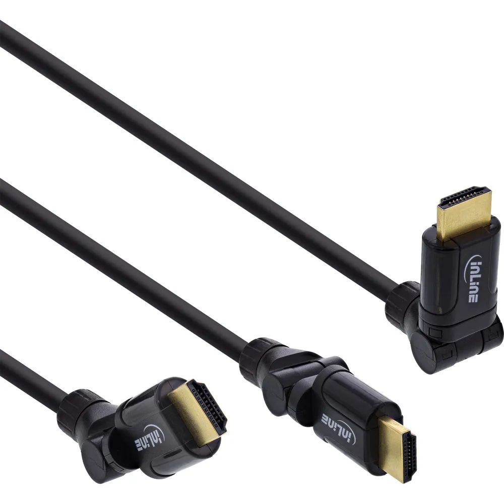 InLine HDMI High Speed Kabel mit Ethernet - Winkelstecker - schwarz - 3m