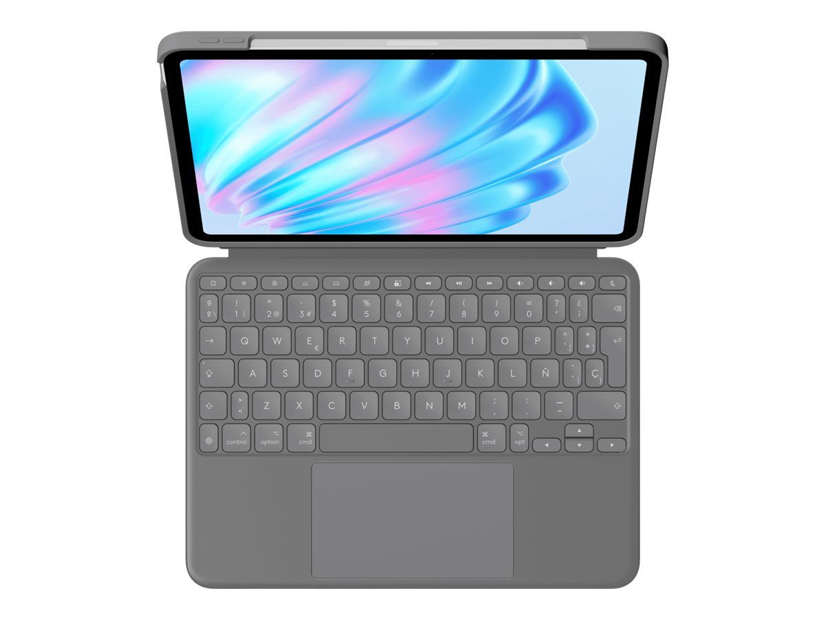 Logitech Combo Touch - Tastatur und Foliohülle - mit Trackpad - hintergrundbeleuchtet - Apple Smart connector - QWERTY - Spanisch - Oxford Gray - für Apple 11-inch iPad Air (M2, M3)