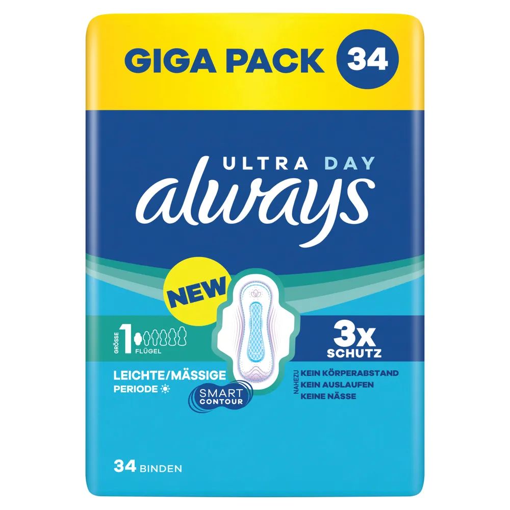 always Ultra Binde - Größe 1 - Normal mit Flügeln Gigapack 34