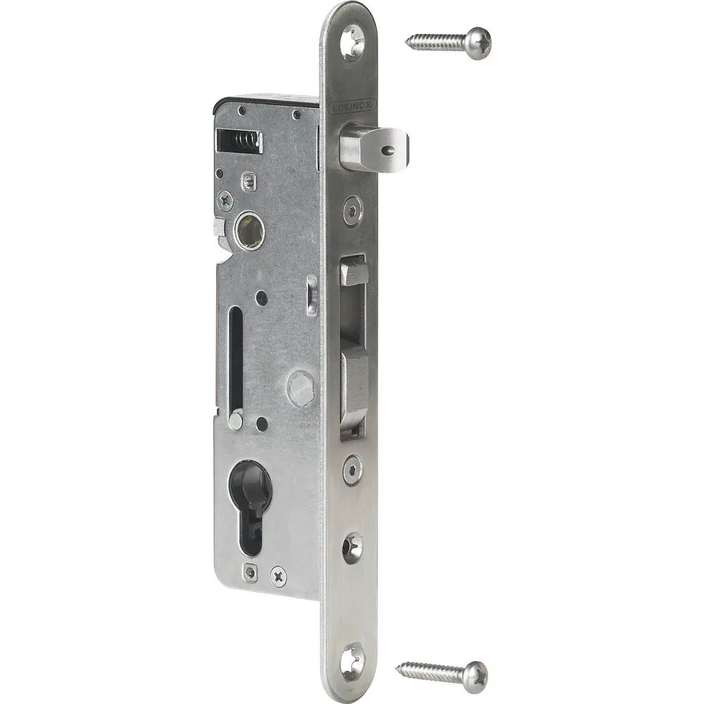 Locinox Rohrrahmenschloss H-Metall mit Hakenriegel, DM 35, PZ 92, Stulp rund, Edelstahl