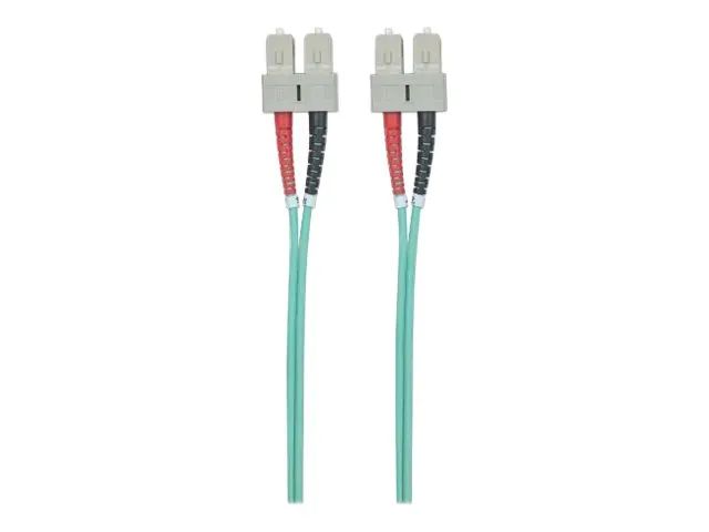 Intellinet Fiber Optic Patch Cable, OM3, SC/SC, 2m, Aqua, Duplex, Multimode, 50/125 µm, LSZH, Fibre, Lifetime Warranty, Polybag - Patch-Kabel - SC multi-mode (M)
