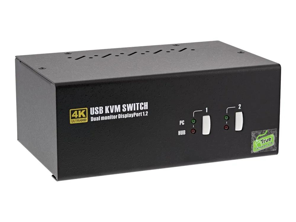 InLine KVM Desktop Switch - 2x - Dual-Monitor DisplayPort 1.2 - 4K - USB 2.0 - Audio