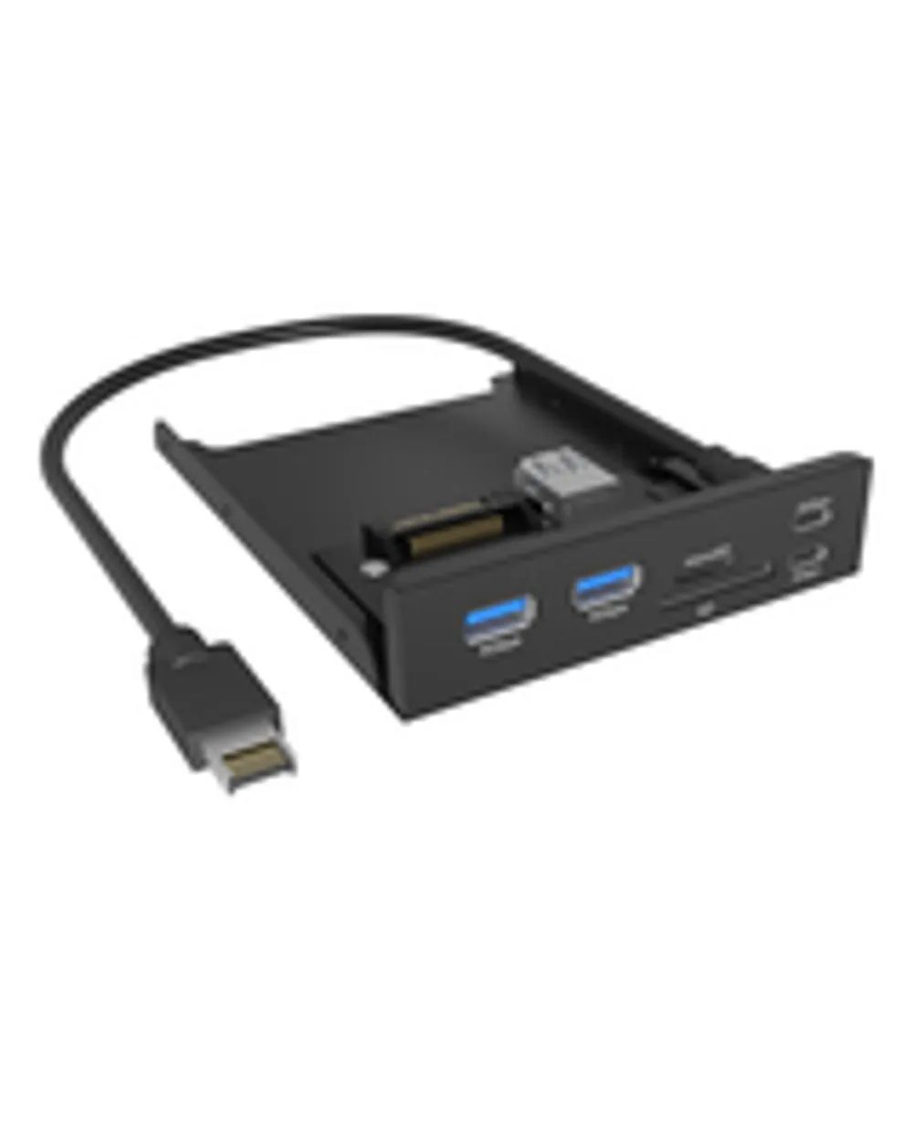ICY BOX IB-HUB1419-i3 Frontplatte f. 3.5 Einschub mit USB Type-C/Type-A Hub und Kartenleser