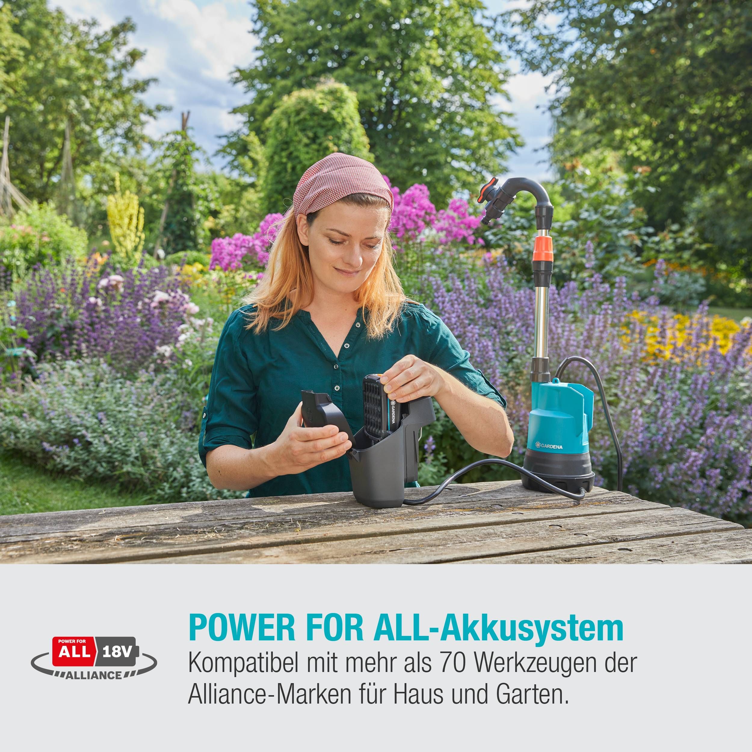 Gardena Akku-Regenfasspumpe 2000/2 18V P4A Ready-To-Use Set