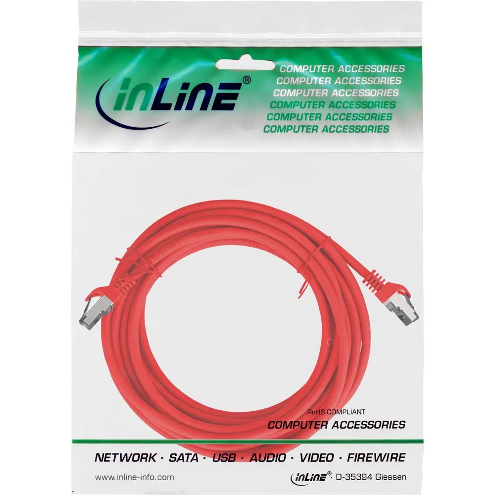 InLine Patchkabel - S/FTP (PiMf) - Cat.8.1 - 2000MHz - halogenfrei - rot - 10m