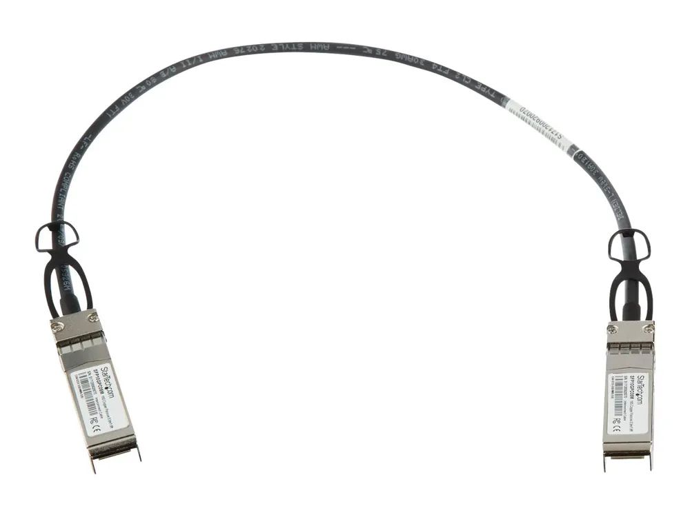 StarTech.com MSA Uncoded Compatible 0.5m 10G SFP+ to SFP+ Direct Attach Breakout Cable Twinax, 10 GbE SFP+ Copper DAC 10 Gbps Low Power Passive Transceiver Module DAC, 10GE Breakout Cable - Lifetime Warranty (SFP10GPC05M)