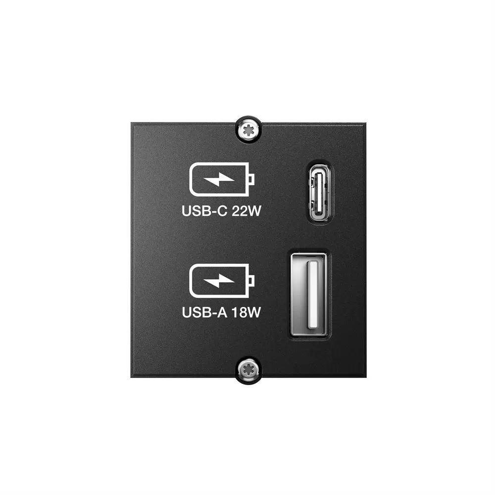 BACHMANN Keystone Modul USB Doppelcharger 1xUSB-A, 1xUSB-C max. 22W