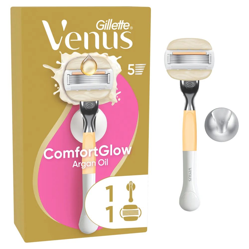 Gillette Venus Pro Comfortglide Arganöl Rasierapparat mit 1 Klinge + Duschhänger