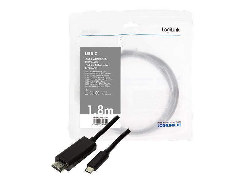 LogiLink Adapterkabel - USB-C männlich zu HDMI männlich