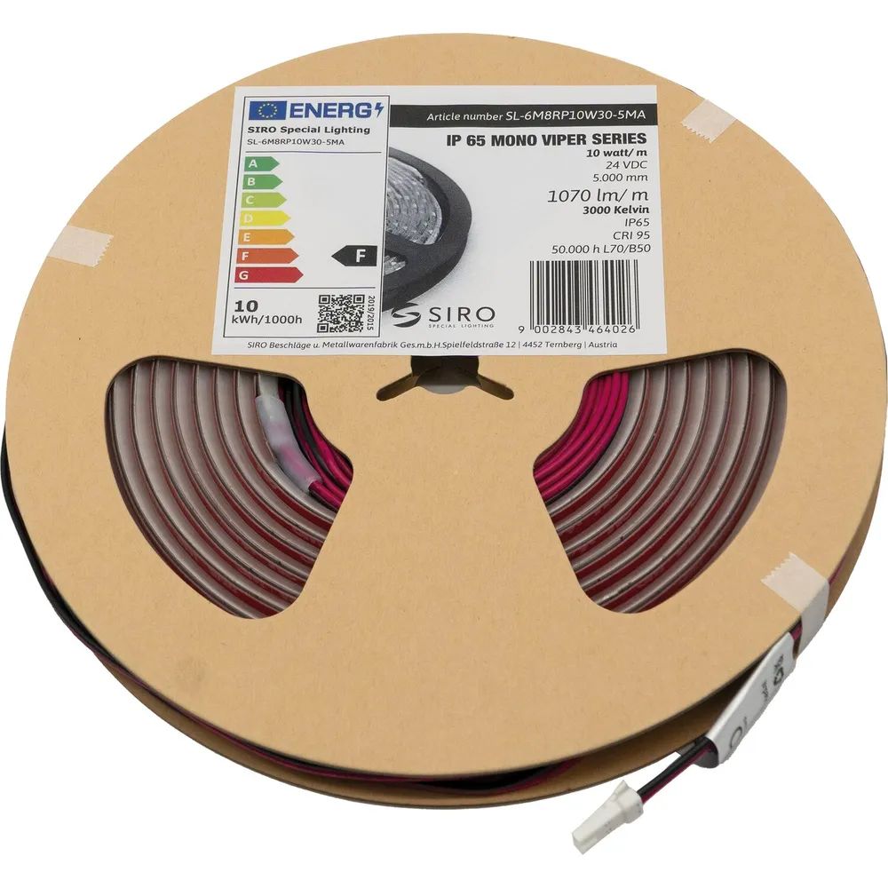Siro Beschläge- und Metallwaren-** fabrik Gesellschaft m.b.H. SIRO LED-Band SL-VIPER 10W/m 3000K, IP65 24 V/DC, Rolle 5 m