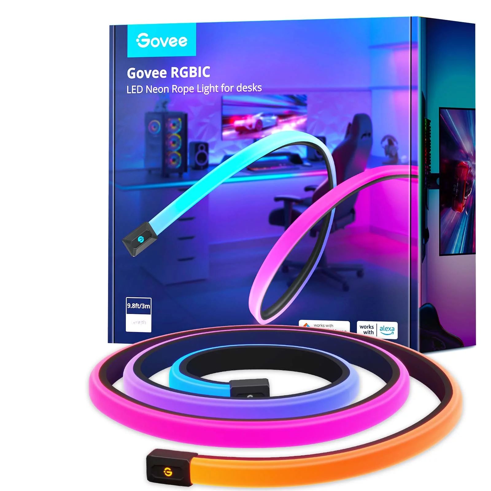 Govee H61C3 - Intelligenter Leuchtstreifen - Wi-Fi/Bluetooth - Schwarz - Weiß - LED - Silikon - Mult
