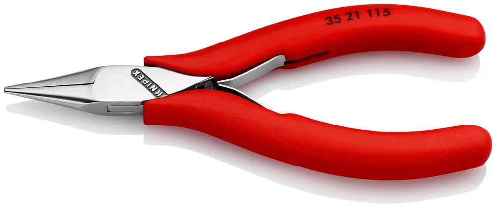 KNIPEX Elektronik-Greifzange mit durchgestecktem Gelenk mit rutschhemmenden Kunststoff-Hüllen 115 mm