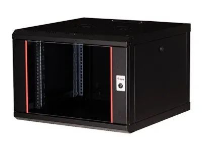 Equip Pro Mount - Schrank Netzwerkschrank - 600x600 mm, mit Glastür, abnehmbare und abschließbare Paneele, montiert - geeignet für Wandmontage - Tiefschwarz (RAL 9005)
