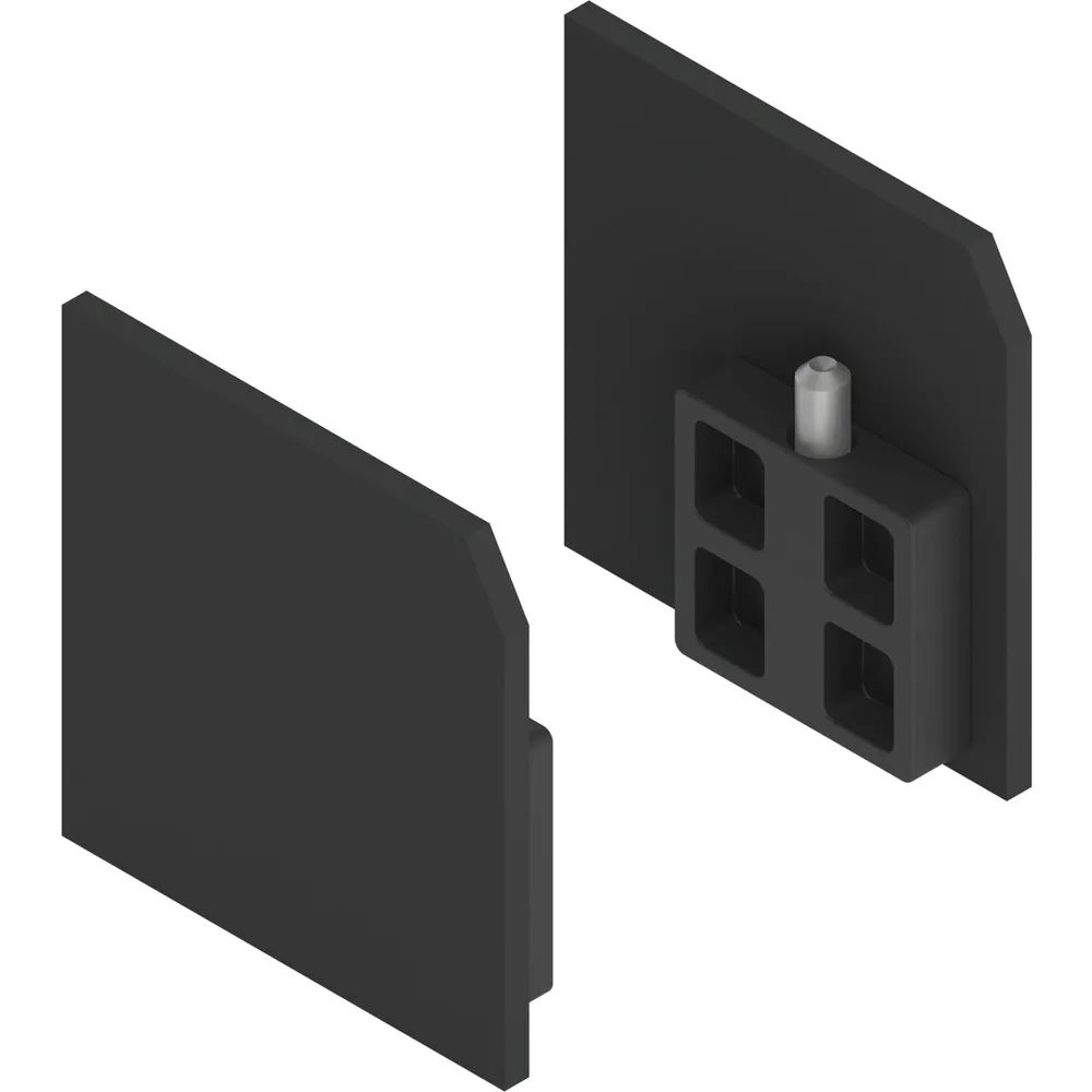 SOLIDO 100 Abdeckkappen-Set zu Wand-Montageprofil schwarz matt